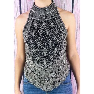 Adrianna Papell Boutique Black Sequin Blouse